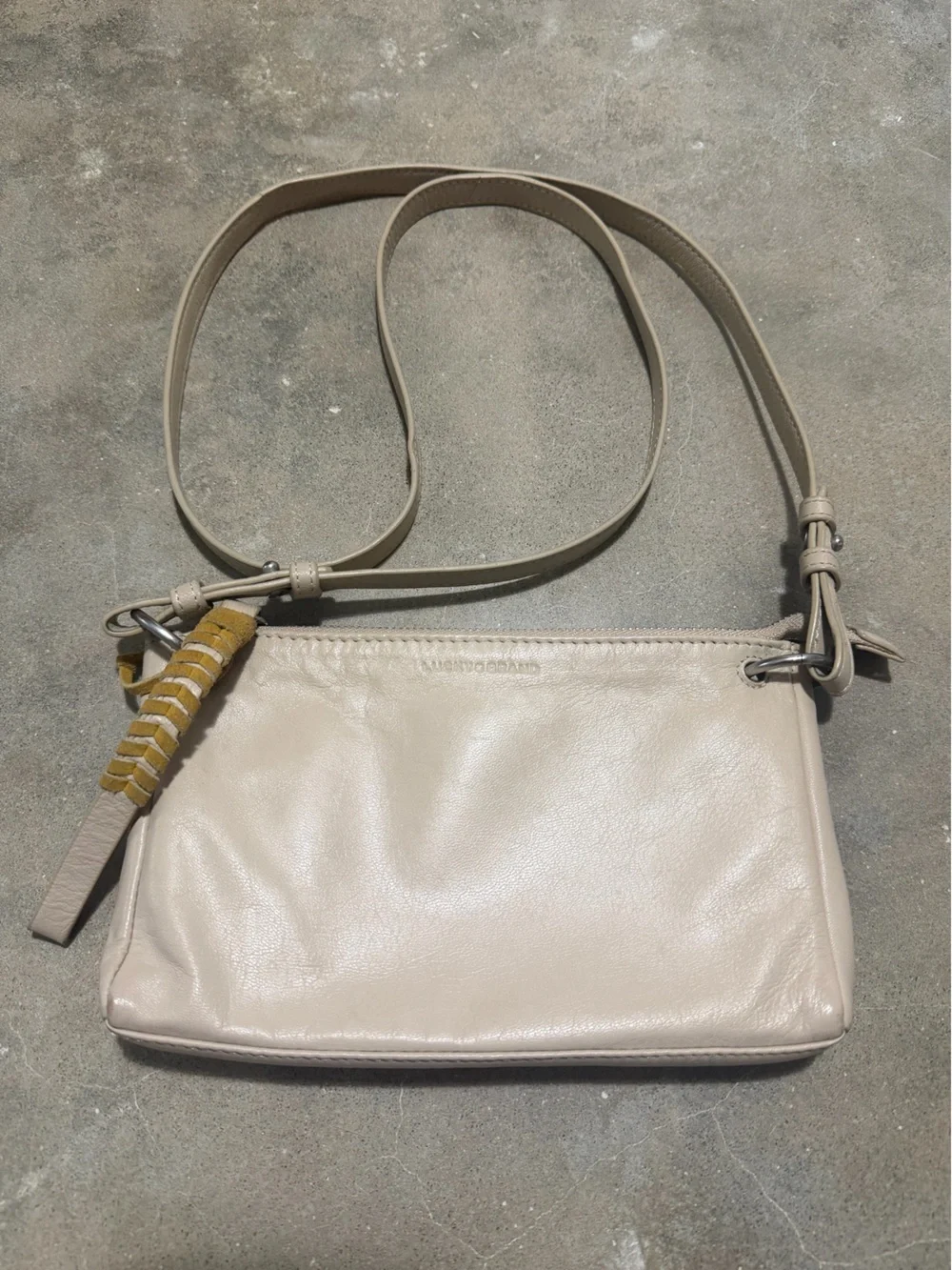 Leather Lucky Brand Crossbody Bag in Light Taupe
